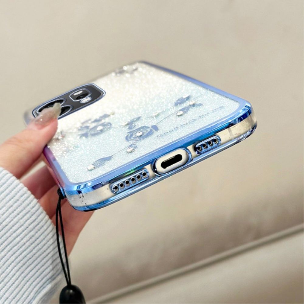 Hoesje Oppo Reno 14 Pro 5g Bloemen Met Strass-steentjes