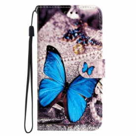 Leren Hoesje Oppo Reno 14 Pro 5g Blauwe Vlinder Bescherming Hoesje