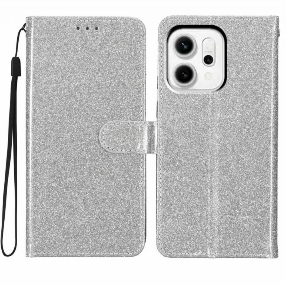 Leren Hoesje Oppo Reno 14 Pro 5g Glitter Bescherming Hoesje