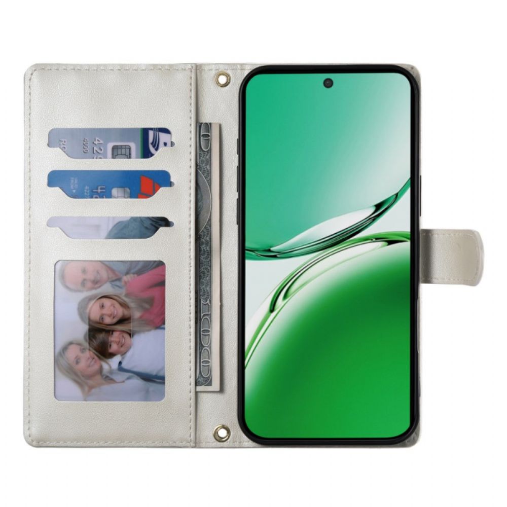 Leren Hoesje Voor Oppo Reno 14 Pro 5g Gewatteerd Met Bandje En Schouderband