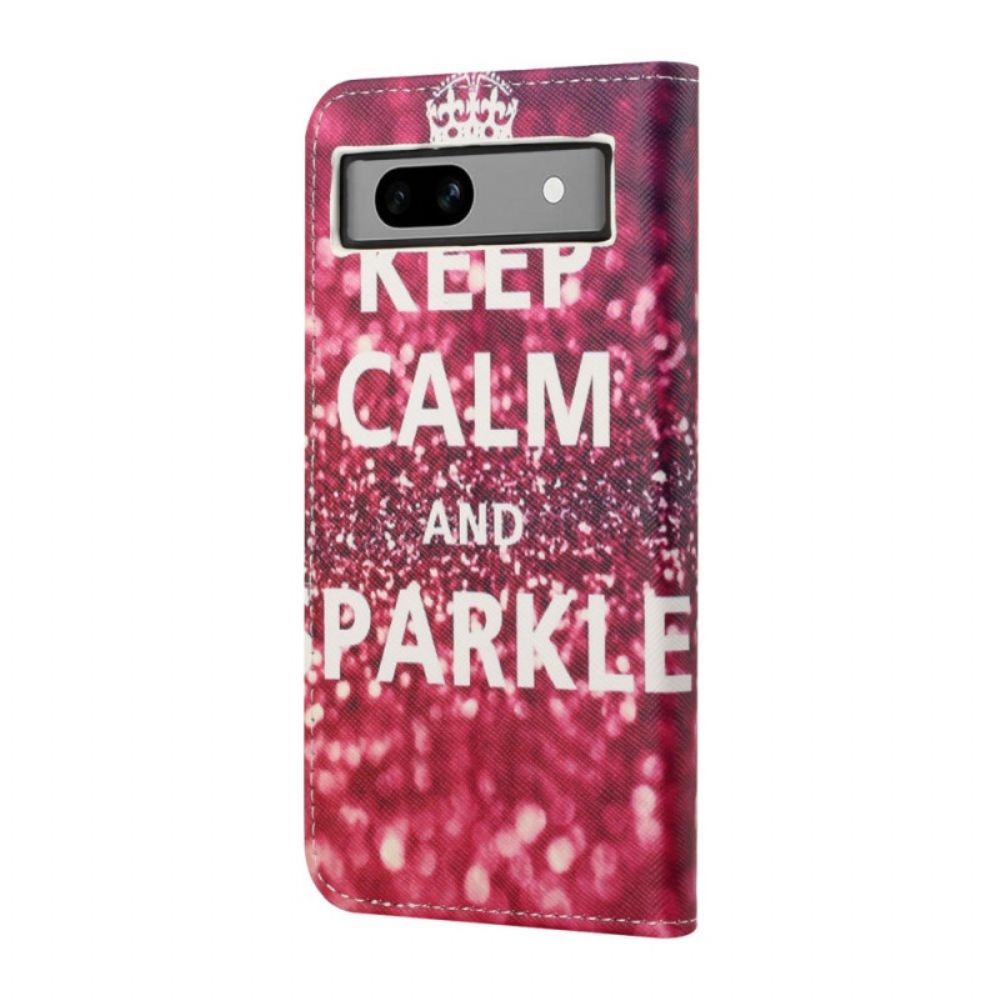 Flip Case Leren Google Pixel 8a Blijf Kalm En Sprankelend