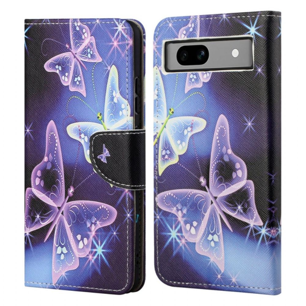 Folio-hoesje Google Pixel 8a Telefoonhoesje Fonkelende Vlinders