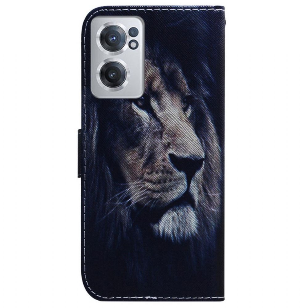 Leren Hoesje voor OnePlus Nord CE 2 5G Leeuw Van Middernacht