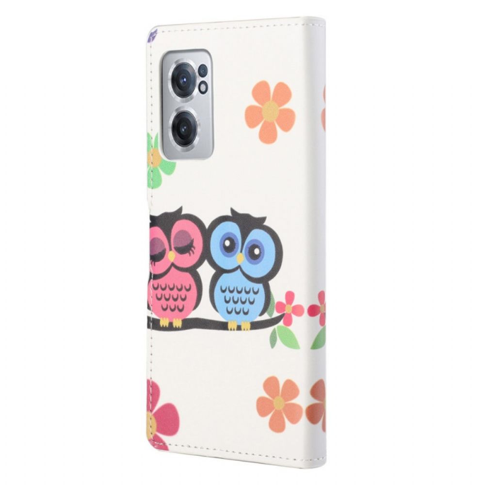Leren Hoesje voor OnePlus Nord CE 2 5G Paar Vogels