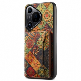 Hoesje Voor Huawei Pura 70 Pro Kaarthouder Met Bloemenmotief