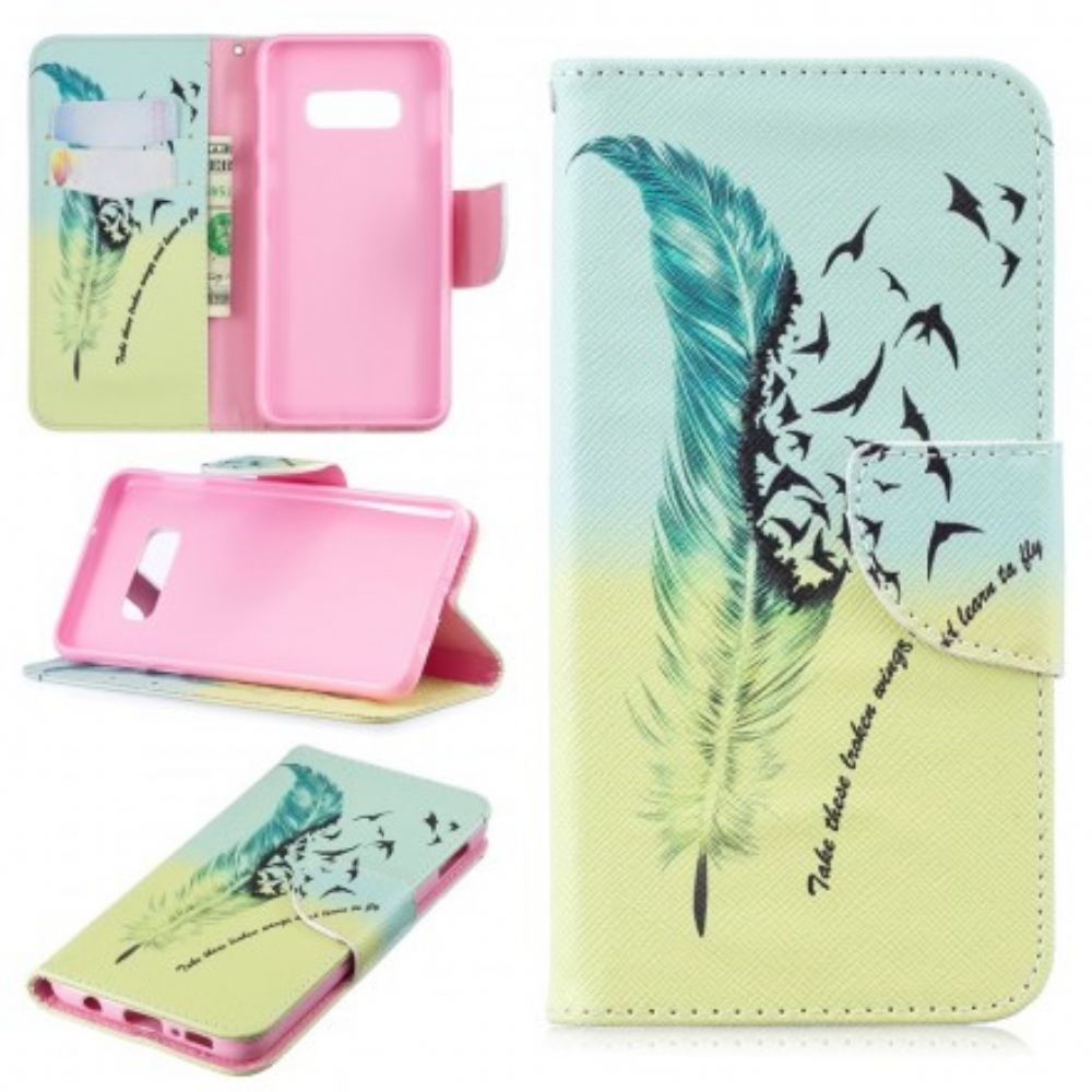 Flip Case voor Samsung Galaxy S10e Leren Vliegen