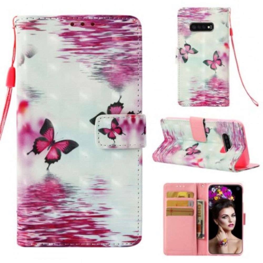 Folio-hoesje voor Samsung Galaxy S10e Rode Vlinders