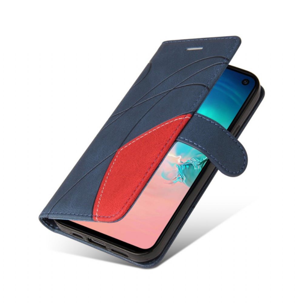 Folio-hoesje voor Samsung Galaxy S10e Signature Tweekleurig Kunstleer