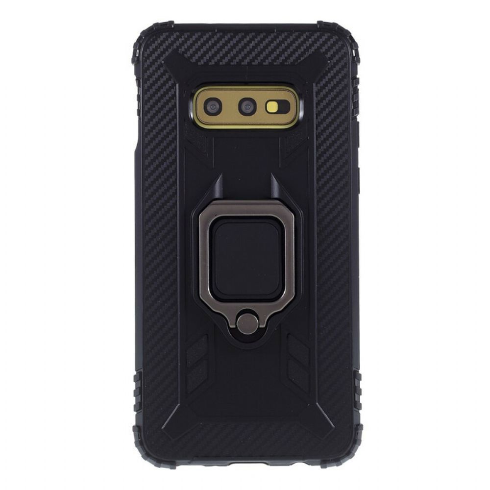 Hoesje voor Samsung Galaxy S10e Ring En Koolstofvezel
