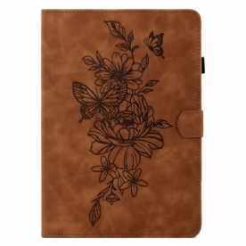 Bescherming Hoesje Samsung Galaxy Tab S11 Suède Bloem- En Vlindereffect