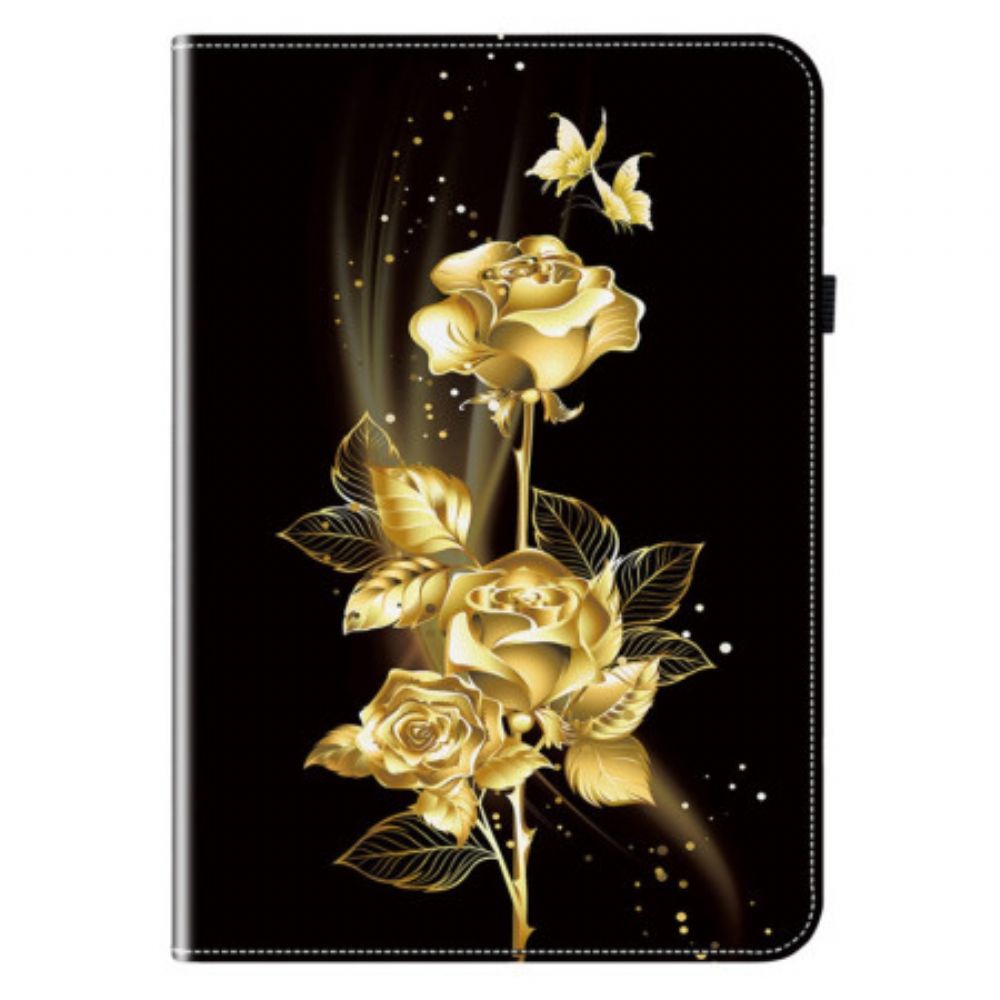 Cover Samsung Galaxy Tab S11 Vlinders En Gouden Rozen