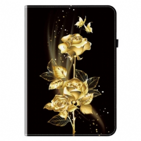 Cover Samsung Galaxy Tab S11 Vlinders En Gouden Rozen
