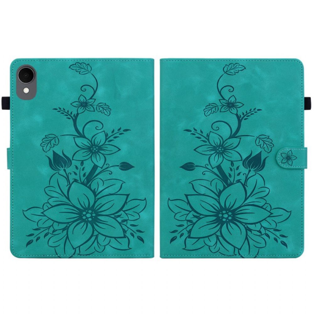 Folio-hoesje Samsung Galaxy Tab S11 Bloemen Met Suède-effect