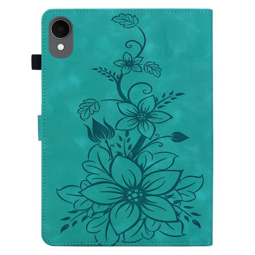 Folio-hoesje Samsung Galaxy Tab S11 Bloemen Met Suède-effect