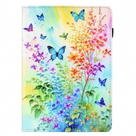 Folio-hoesje Samsung Galaxy Tab S11 Telefoonhoesje Gekleurde Bloemen En Vlinders