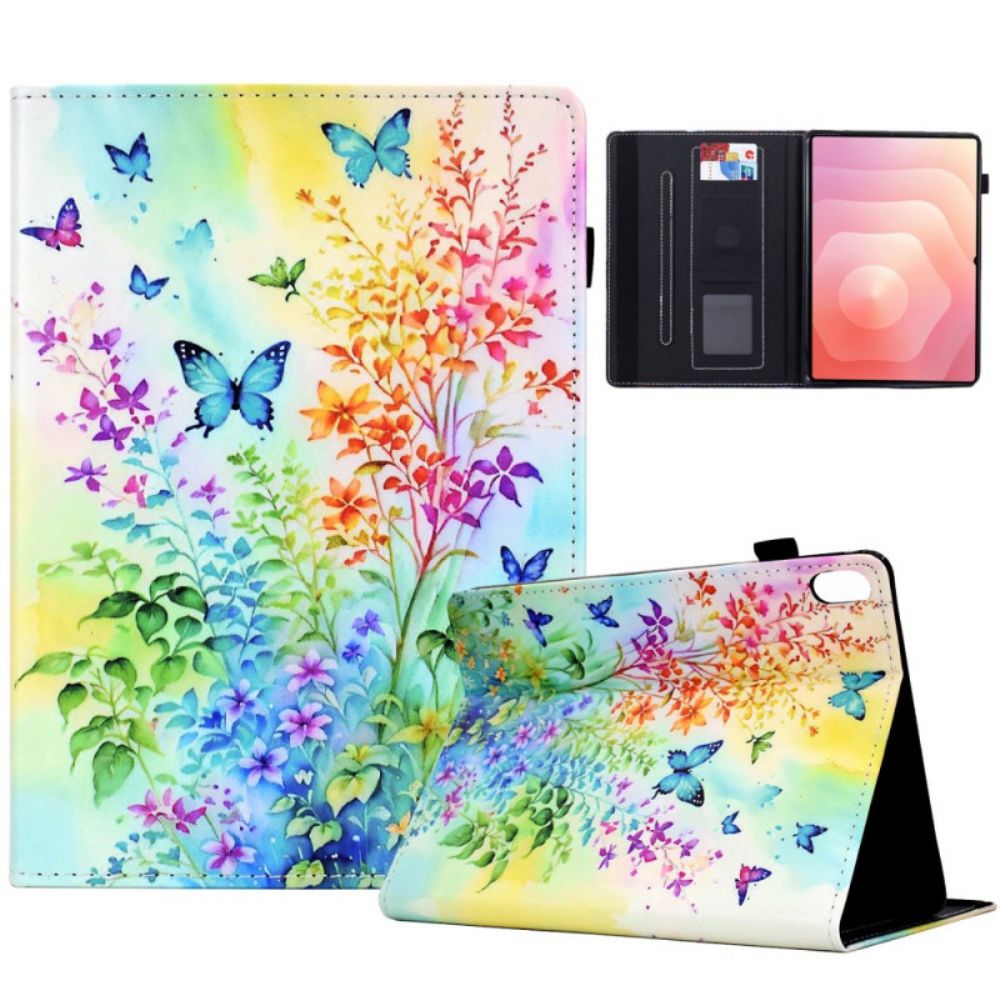 Folio-hoesje Samsung Galaxy Tab S11 Telefoonhoesje Gekleurde Bloemen En Vlinders