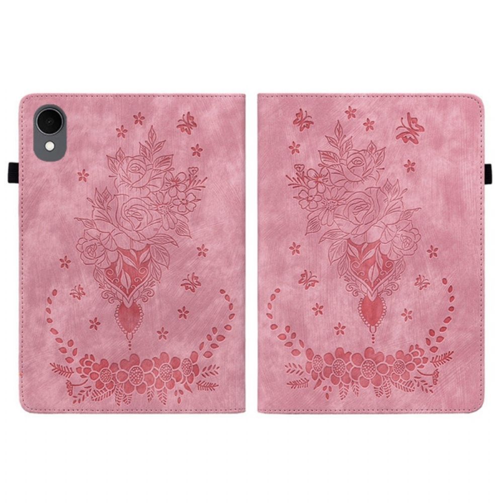 Hoesje Case Samsung Galaxy Tab S11 Telefoonhoesje Bloemen Met Suède-effect