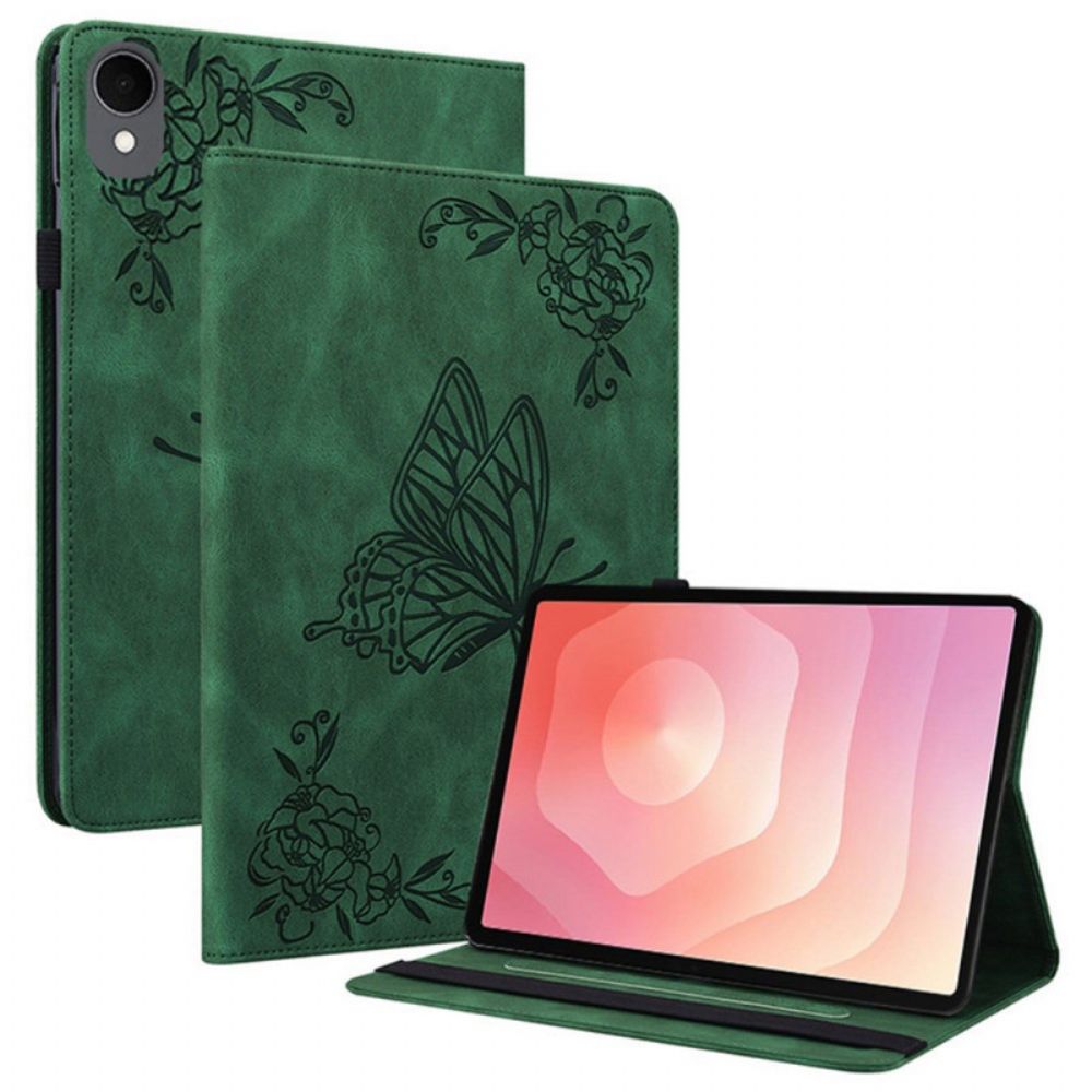 Hoesje Case Samsung Galaxy Tab S11 Vlinder Met Suède-effect