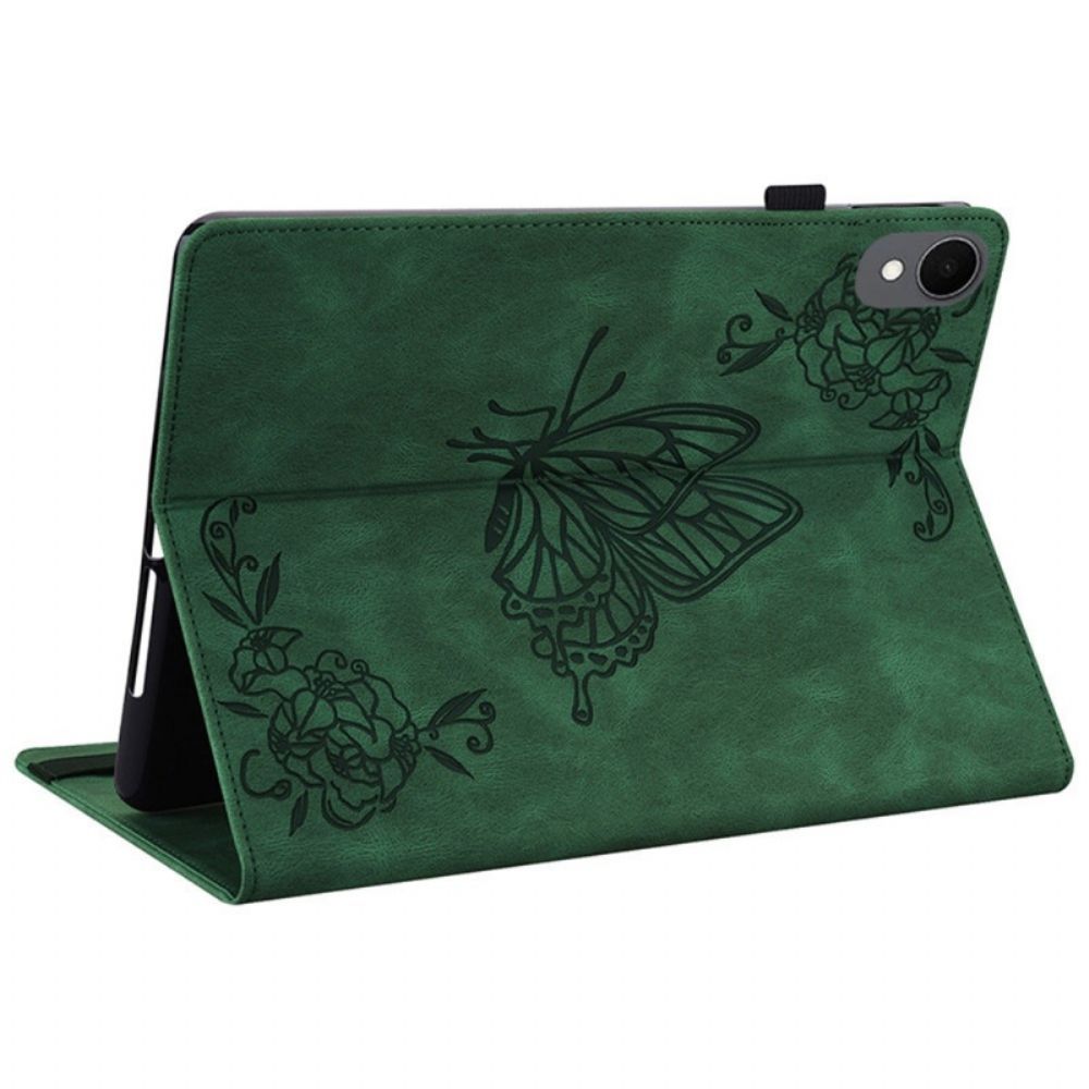 Hoesje Case Samsung Galaxy Tab S11 Vlinder Met Suède-effect