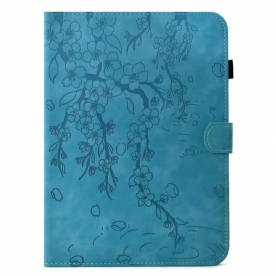 Leren Hoesje Samsung Galaxy Tab S11 Bloemenpatroon Van Suède Bescherming Hoesje
