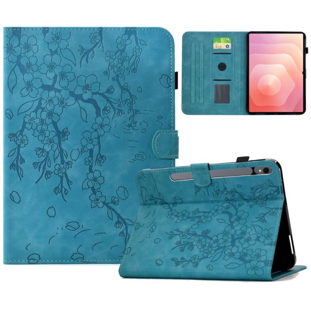 Leren Hoesje Samsung Galaxy Tab S11 Bloemenpatroon Van Suède Bescherming Hoesje