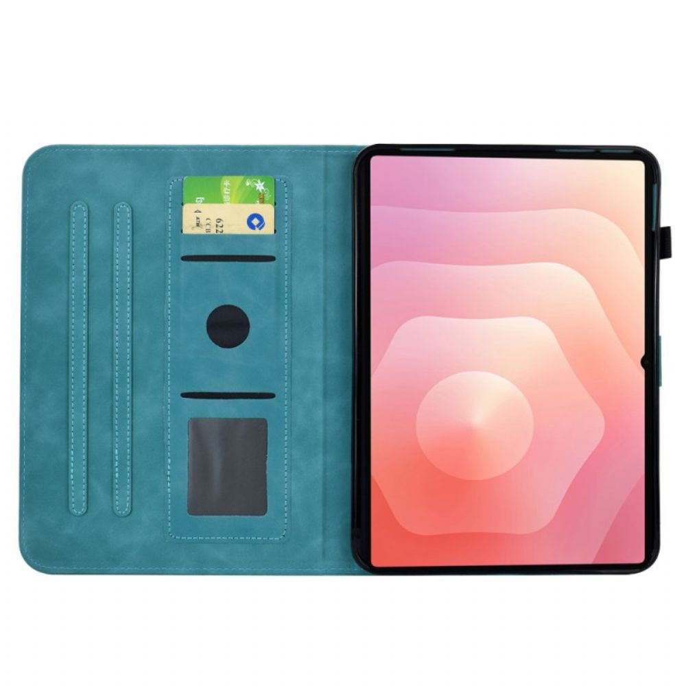 Leren Hoesje Samsung Galaxy Tab S11 Bloemenpatroon Van Suède Bescherming Hoesje