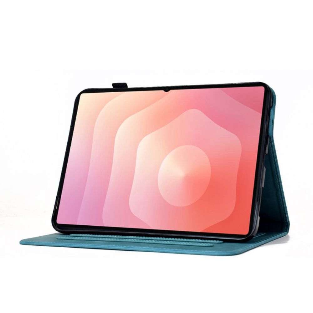 Leren Hoesje Samsung Galaxy Tab S11 Bloemenpatroon Van Suède Bescherming Hoesje