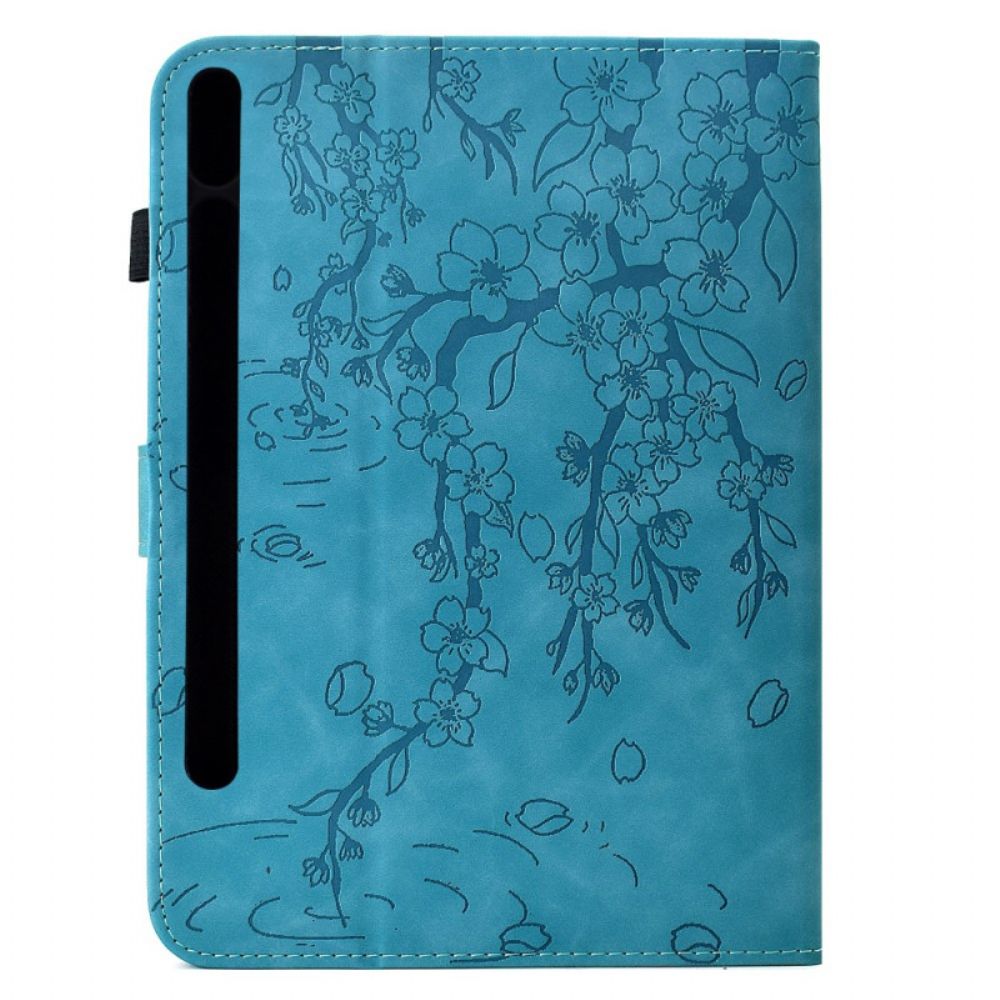 Leren Hoesje Samsung Galaxy Tab S11 Bloemenpatroon Van Suède Bescherming Hoesje