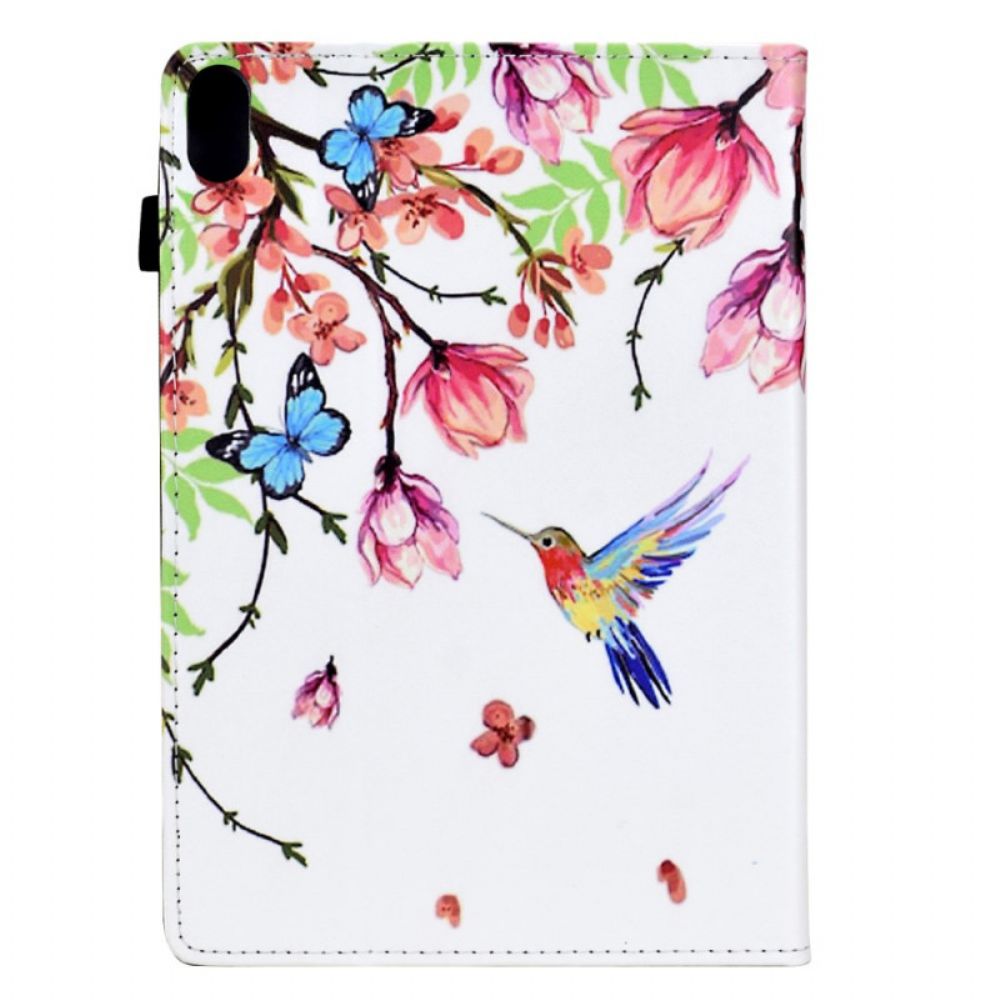 Leren Hoesje Samsung Galaxy Tab S11 Gekleurde Bloemen En Vogels Bescherming Hoesje