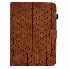 Leren Hoesje Samsung Galaxy Tab S11 Geometrisch Patroon Met Suède-effect Bescherming Hoesje