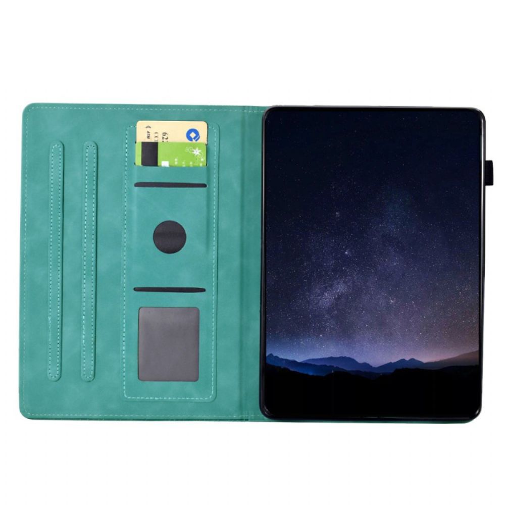 Leren Hoesje Samsung Galaxy Tab S11 Kattenscène Met Suède-effect Bescherming Hoesje