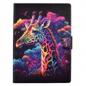 Leren Hoesje Samsung Galaxy Tab S11 Kleurrijke Giraffe