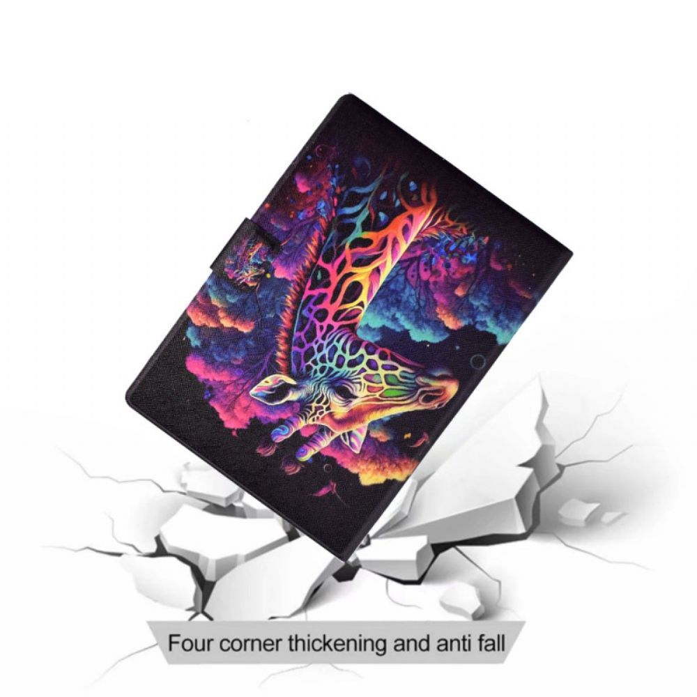 Leren Hoesje Samsung Galaxy Tab S11 Kleurrijke Giraffe