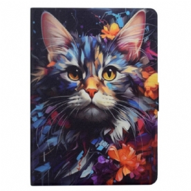 Leren Hoesje Voor Samsung Galaxy Tab S11 Artistieke Kat