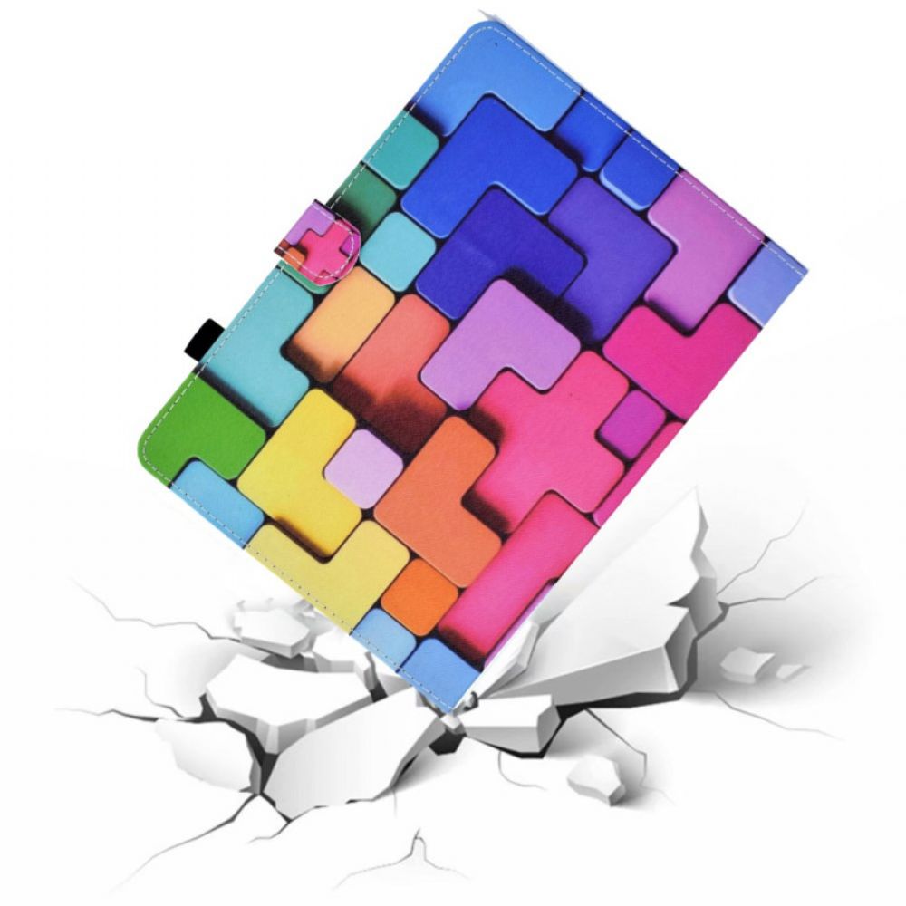 Leren Hoesje Voor Samsung Galaxy Tab S11 Gekleurde Vierkanten