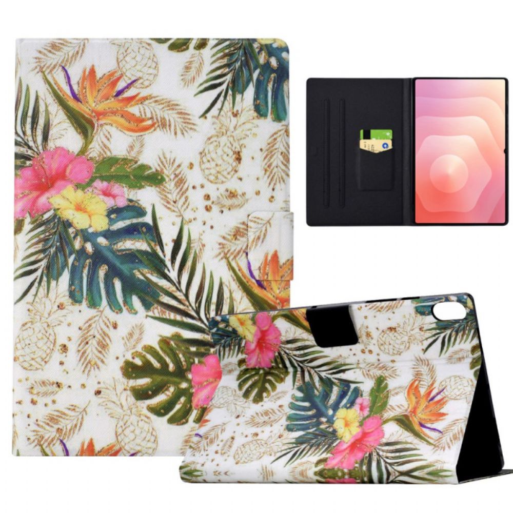 Leren Hoesje Voor Samsung Galaxy Tab S11 Gouden Ananas