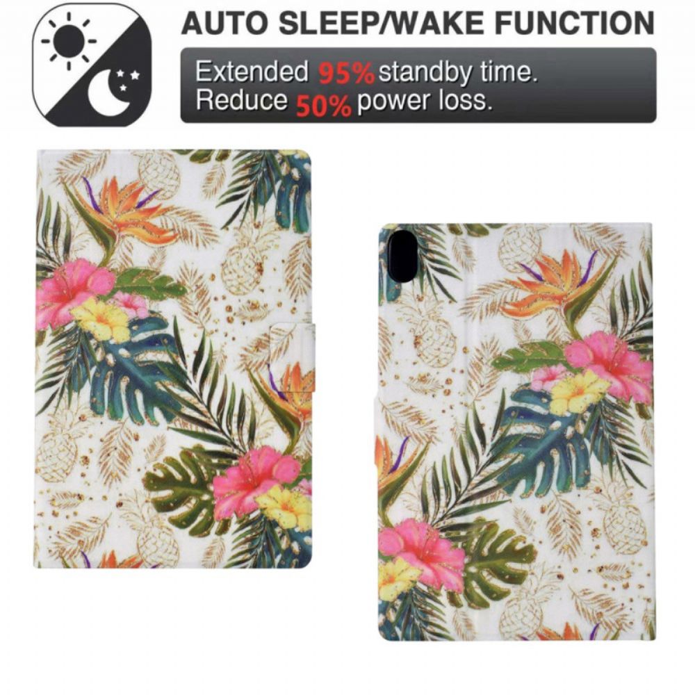 Leren Hoesje Voor Samsung Galaxy Tab S11 Gouden Ananas