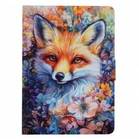 Leren Hoesje Voor Samsung Galaxy Tab S11 Schilderij Van Een Vos