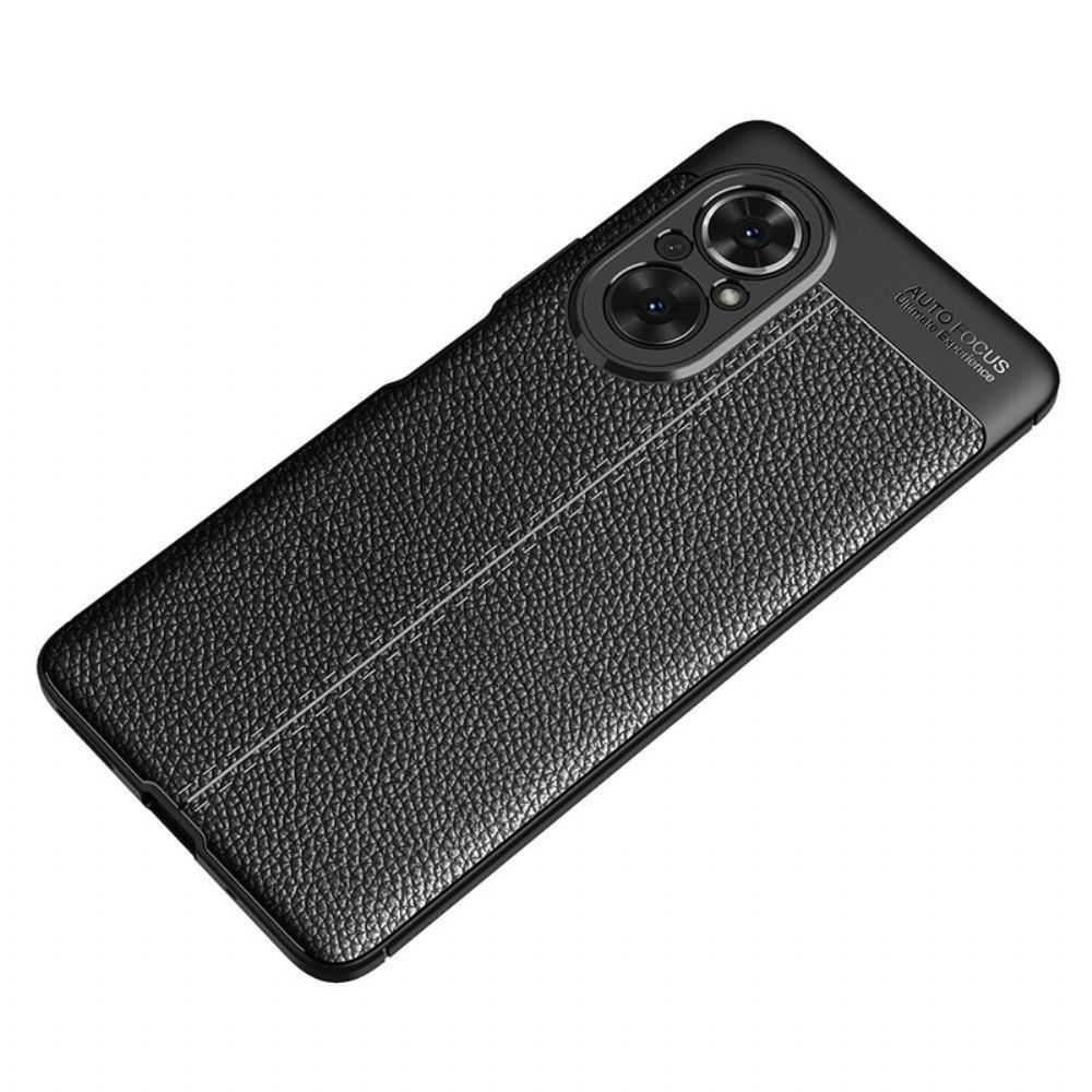 Hoesje voor Honor 50 SE Dubbele Lijn Litchi Leder Effect