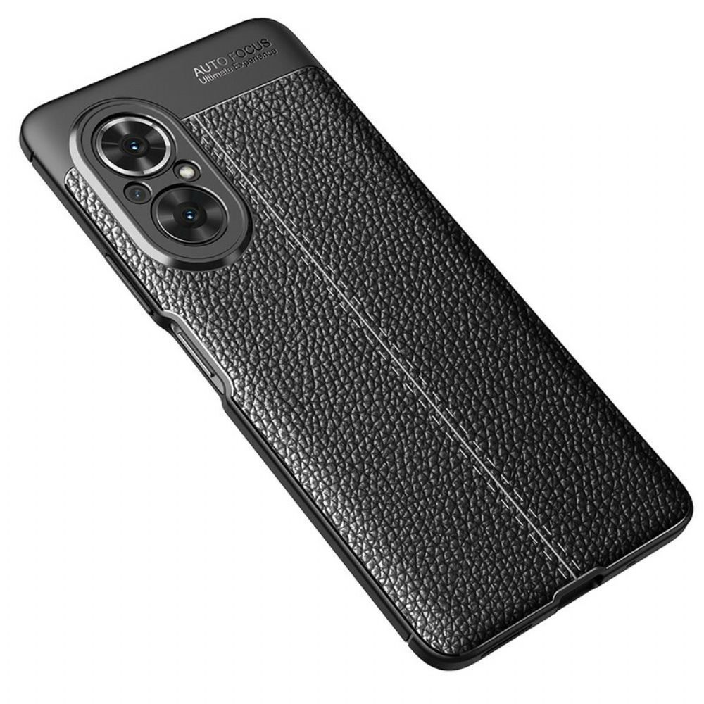 Hoesje voor Honor 50 SE Dubbele Lijn Litchi Leder Effect