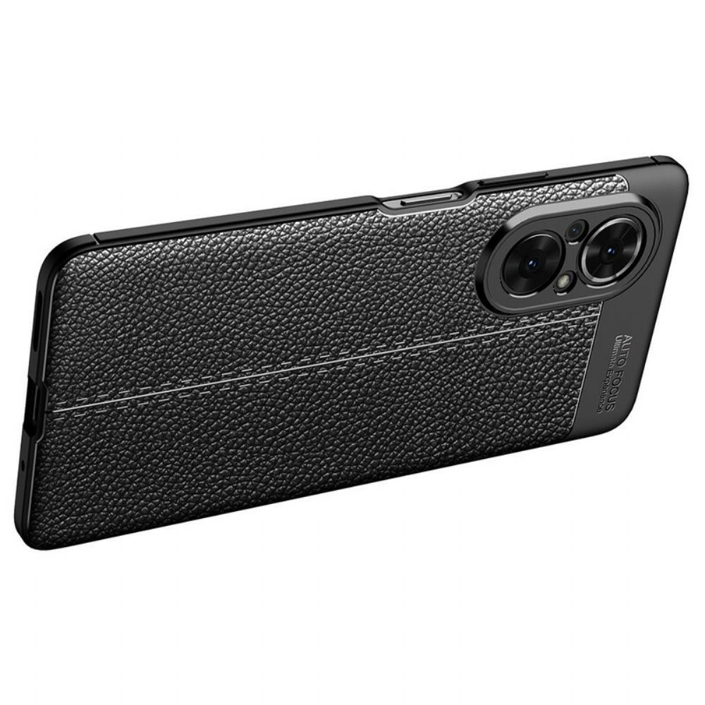 Hoesje voor Honor 50 SE Dubbele Lijn Litchi Leder Effect