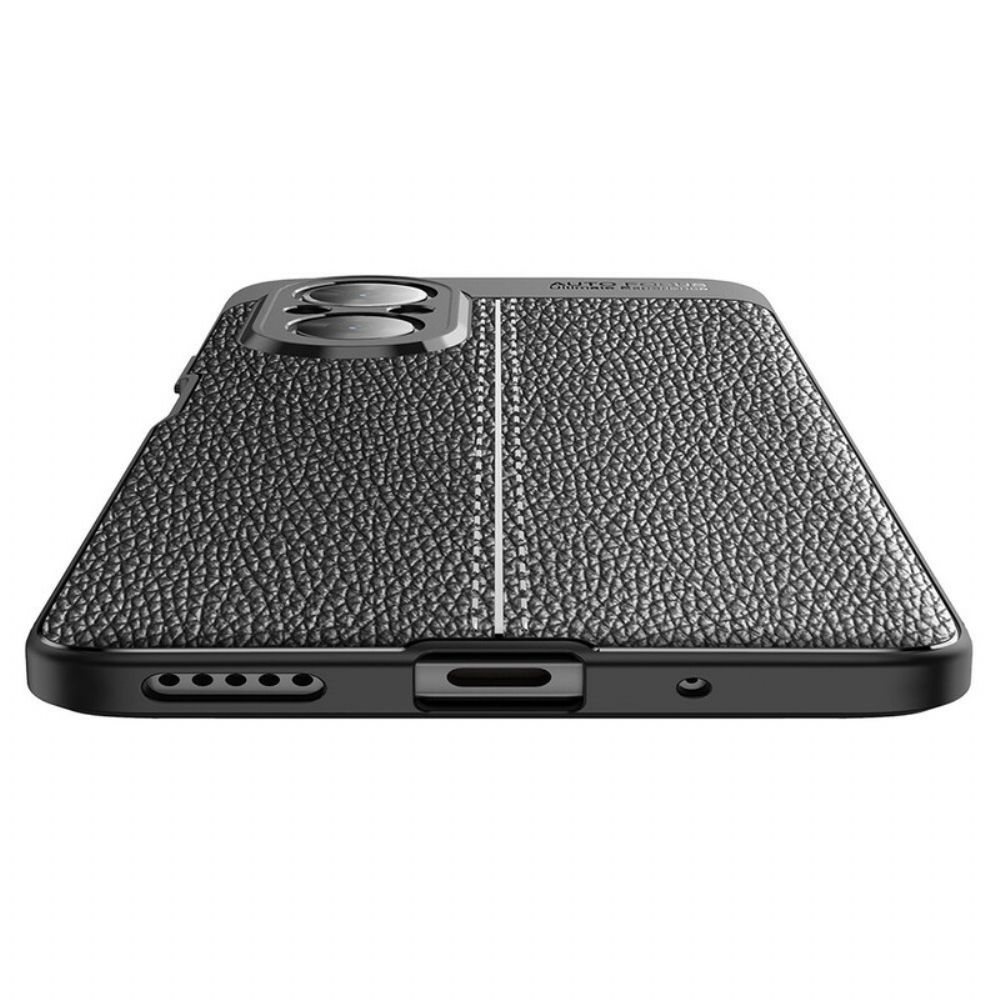 Hoesje voor Honor 50 SE Dubbele Lijn Litchi Leder Effect