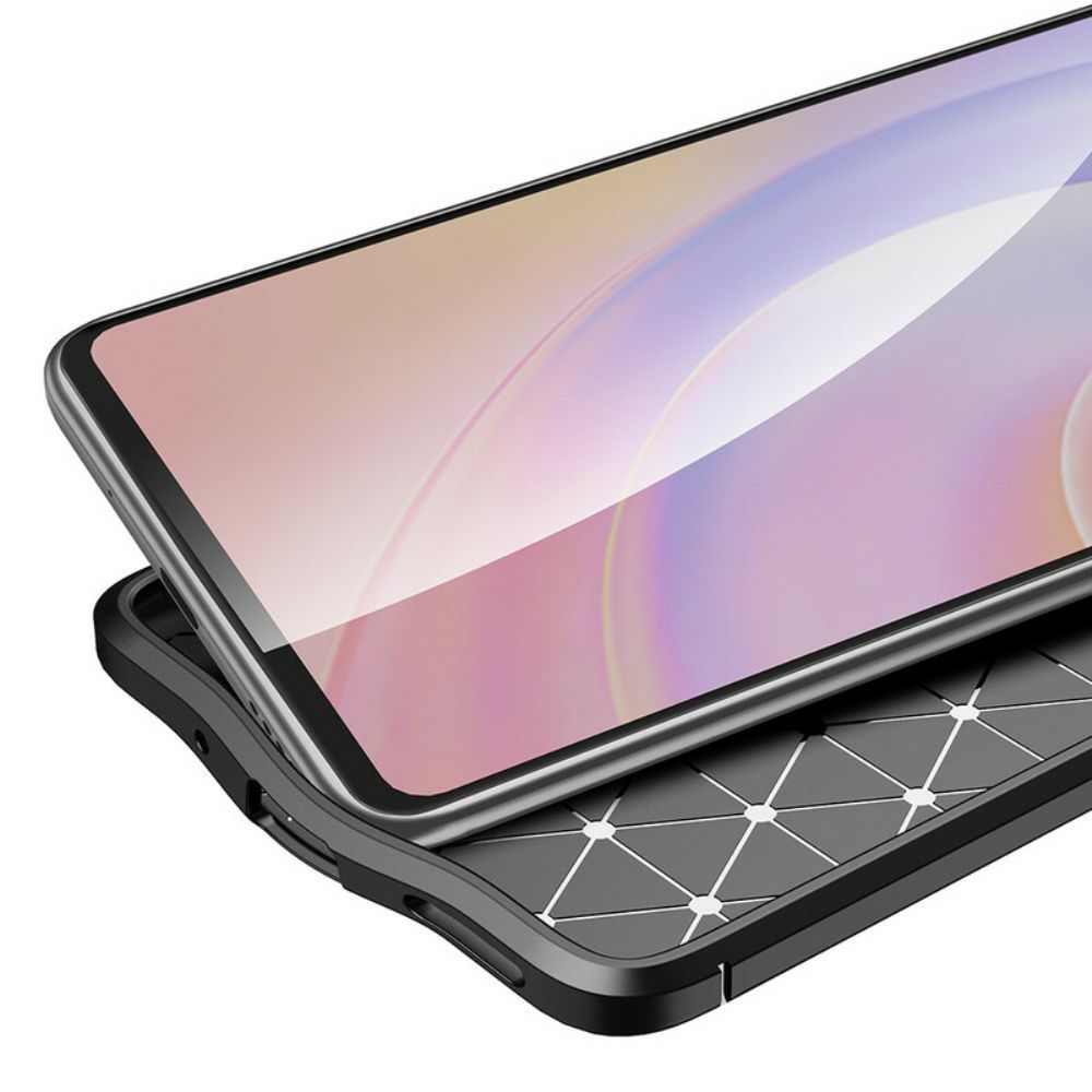 Hoesje voor Honor 50 SE Dubbele Lijn Litchi Leder Effect