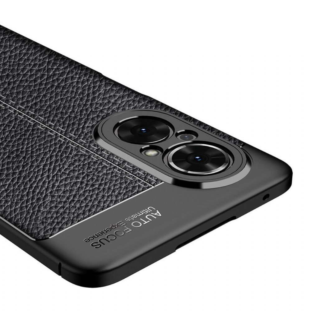 Hoesje voor Honor 50 SE Dubbele Lijn Litchi Leder Effect