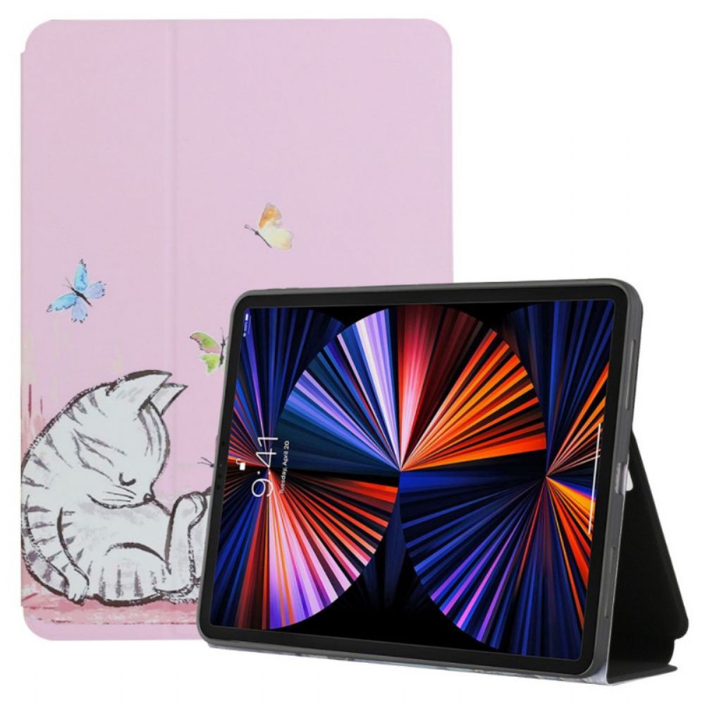 Bescherming Hoesje voor iPad Air (2022) Katje Met Twee Kleppen