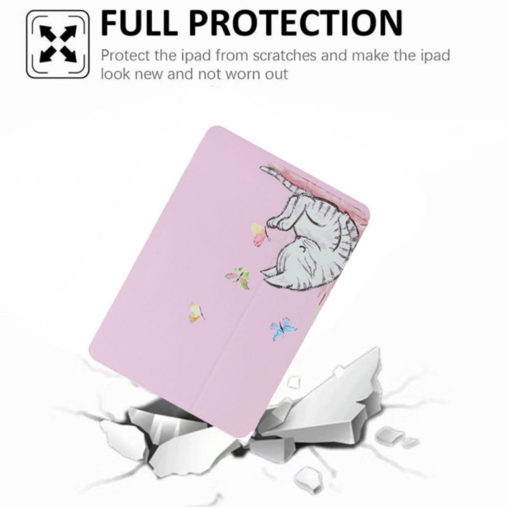 Bescherming Hoesje voor iPad Air (2022) Katje Met Twee Kleppen