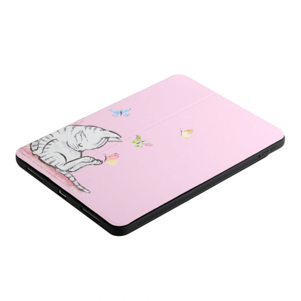 Bescherming Hoesje voor iPad Air (2022) Katje Met Twee Kleppen