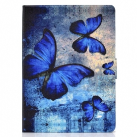Leren Hoesje voor iPad Air (2022) Blauwe Vlinders