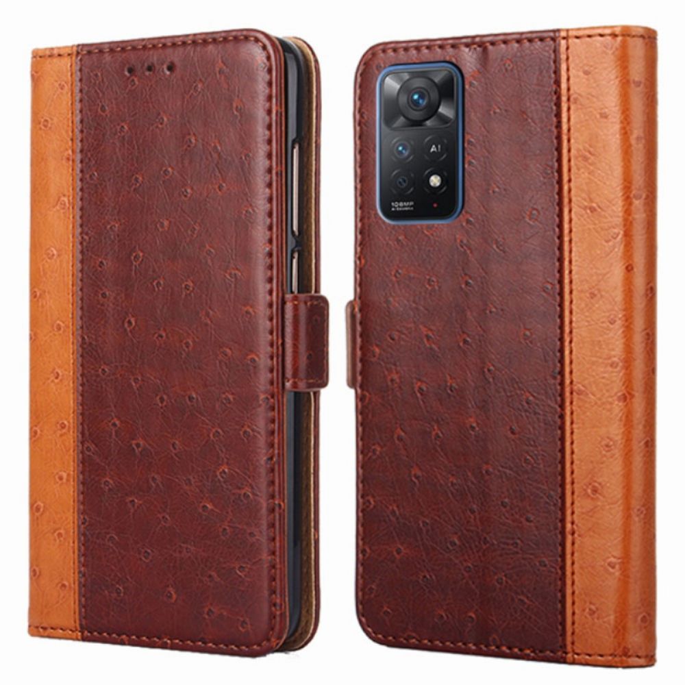 Folio-hoesje voor Xiaomi Redmi Note 11 Pro 4G / 5G Struisvogel Huidtextuur