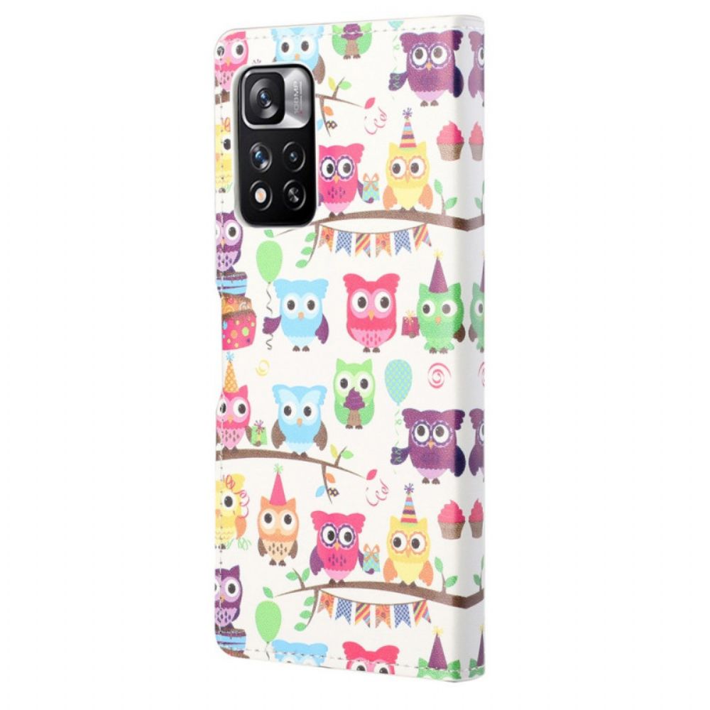 Leren Hoesje voor Xiaomi Redmi Note 11 Pro 4G / 5G Meerdere Uilen